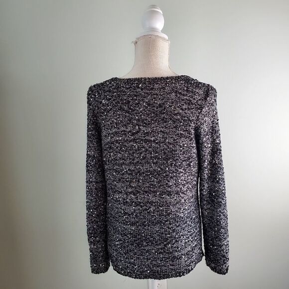 APT 9 WOMEN'S SWEATER SIZE LARGE PETITE LONG SLEEVE FULLY LINED BLACK AND GRAY - Picture 5 of 7